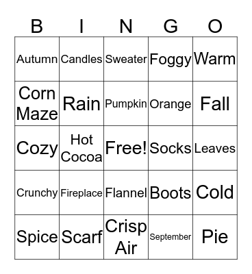 Bridgeside Fall Bingo Card