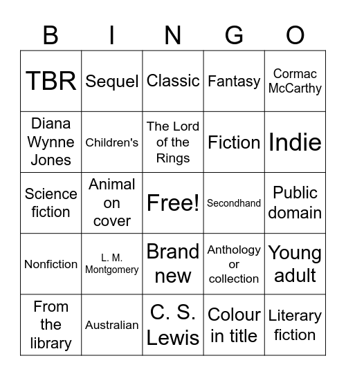 2024 Book Bingo Card