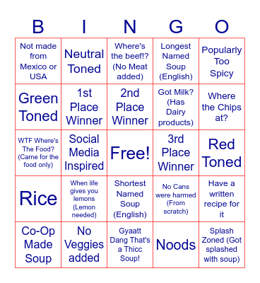 Soup Bingo Card
