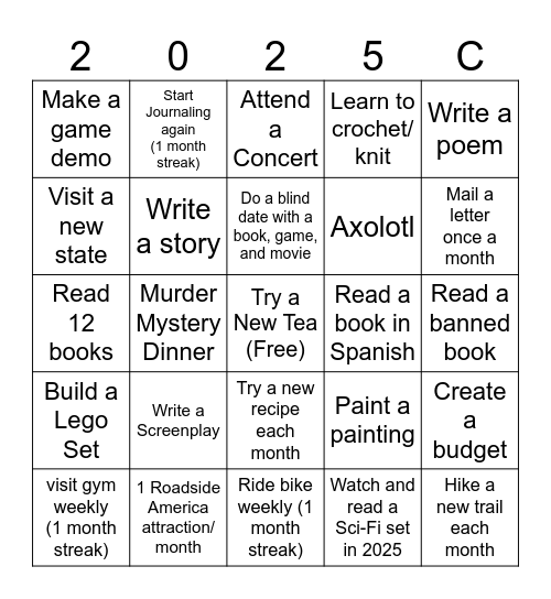 2025 Bingo Card