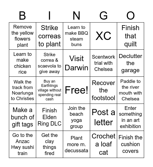 Lynelle's 2025 Bingo Card