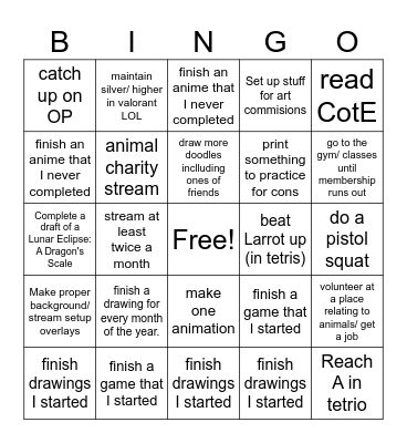 2025 Resolution Bingo Card