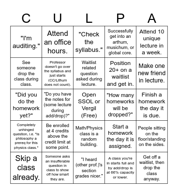 Shopping week(s) Bingo Card