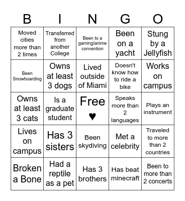 INIT Onboarding Bingo :) Bingo Card