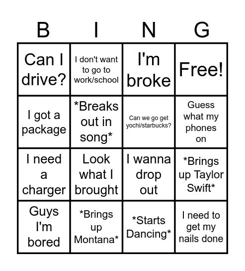 Lily Bingo Card