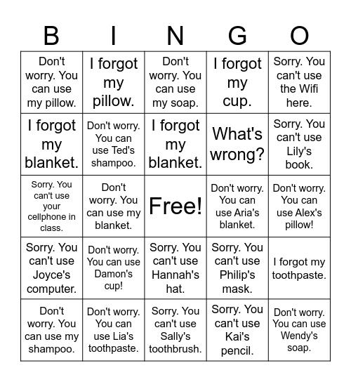 You Can Use My . . . S5 U8 Bingo Card