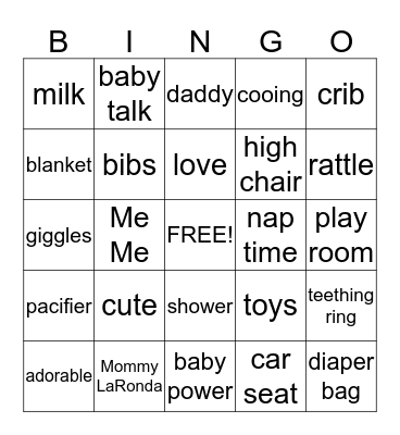 Baby London Bingo Card