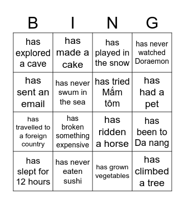 Find someone who Bingo Card