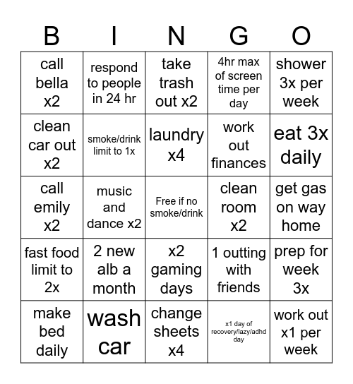 jan Bingo Card