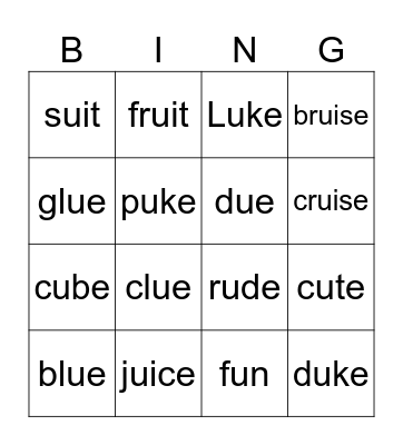 Phonics Bingo Card