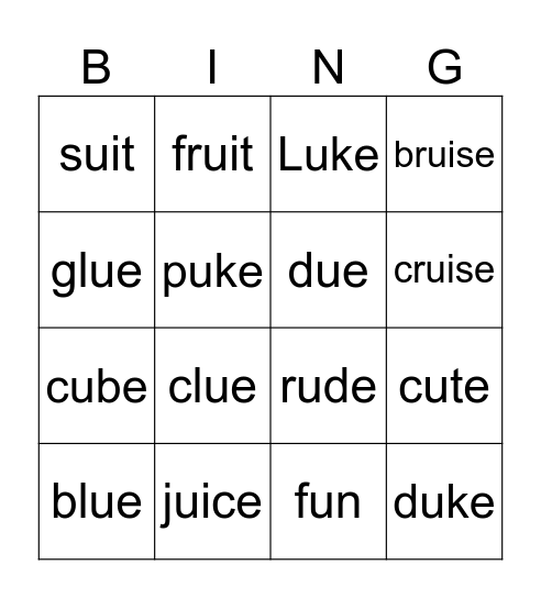 Phonics Bingo Card