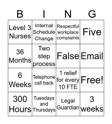 BCNU Bingo Card