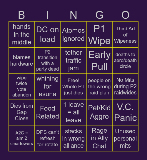 Chaotic Suffering [BnB] Bingo Card