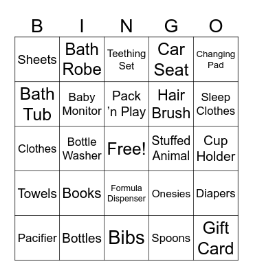 Baby Shower Gift Bingo Card