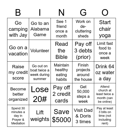 2025 Bingo Card