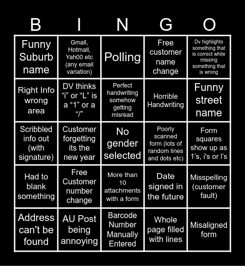 DV Easy Bingo! Bingo Card