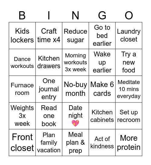 January 2025 Bingo Card