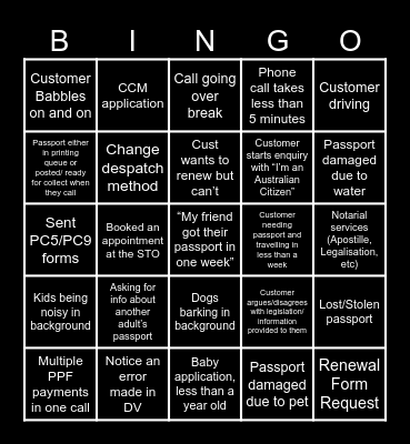 Telephony Easy Bingo! Bingo Card