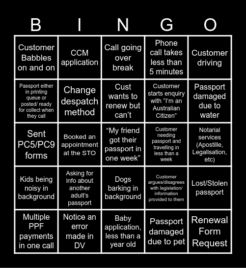 Telephony Easy Bingo! Bingo Card