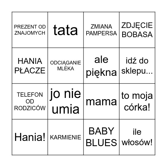 Hebdziątko Bingo Card