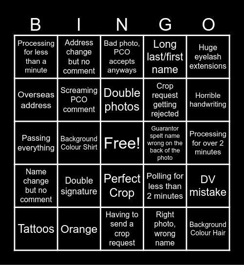 PPA Bingo! Bingo Card