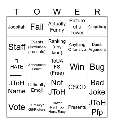 #jtoh-discussion Bingo Card