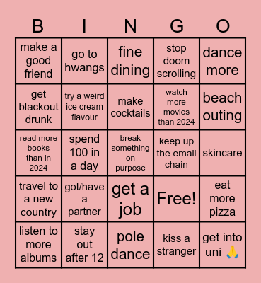 arin & kizzy 25 for 2025 Bingo Card