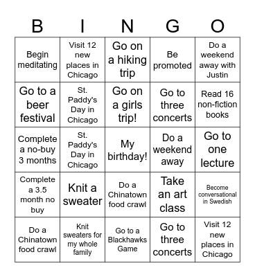 2025 Bingo Card