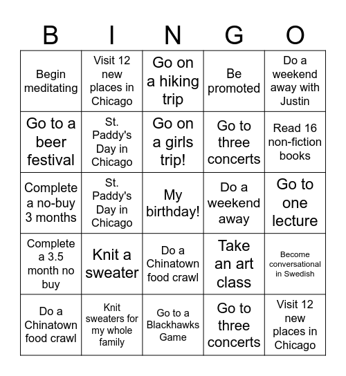 2025 Bingo Card