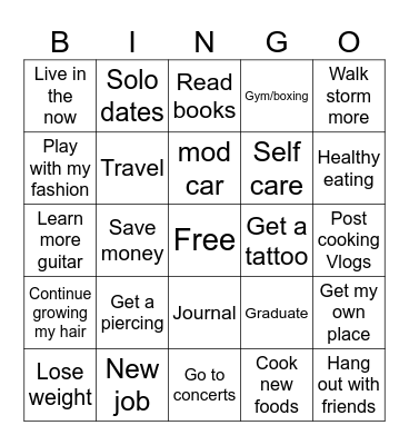 2025 vision board Bingo Card
