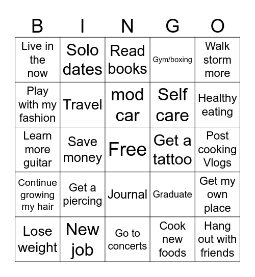 2025 vision board Bingo Card