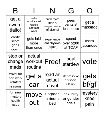 gee’s 2025 bingo Card