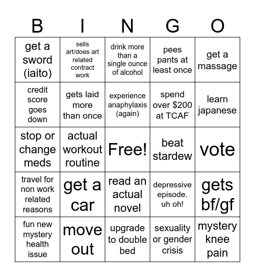 gee’s 2025 bingo Card