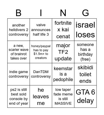 2025 bingo Card