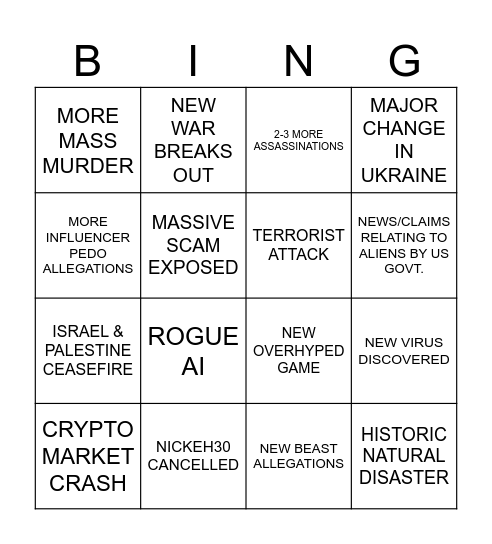 2025 BINGO Card