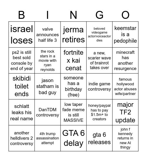 2025 bingo Card