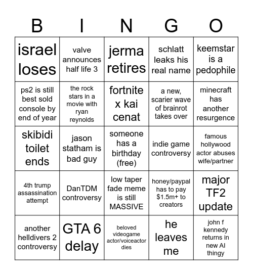 2025 bingo Card