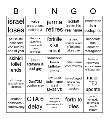 2025 bingo Card