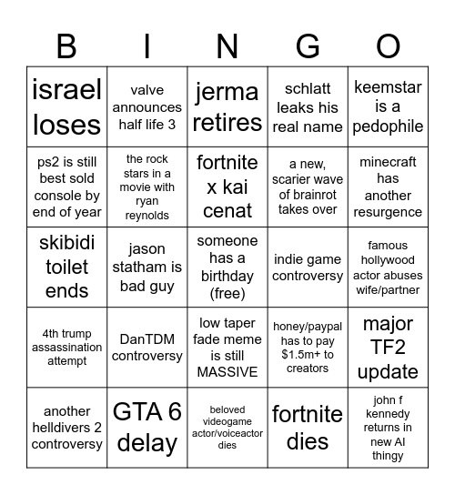 2025 bingo Card