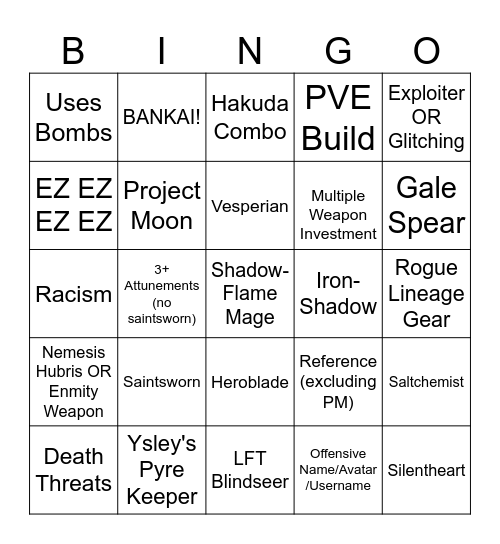 Chime of Conflict Bingo Card