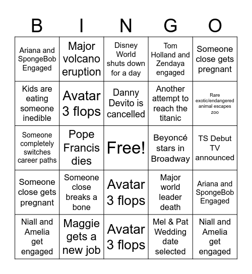 Maggie’s 2025 Bingo Card