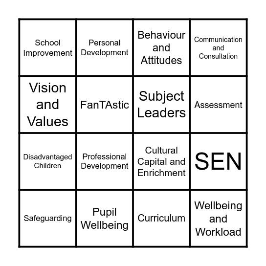 OFSTED Basketball BINGO Card