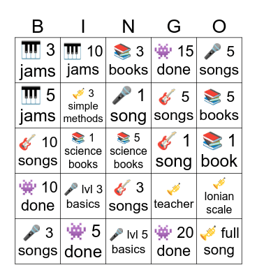 Hobbies Bingo Card