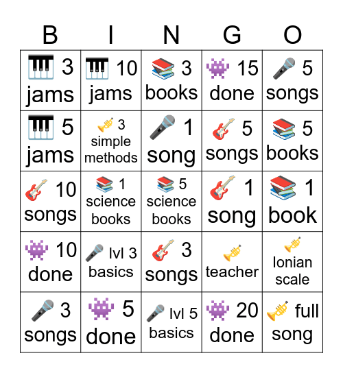 Hobbies Bingo Card