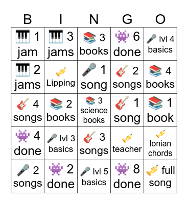 Hobbies Bingo Card