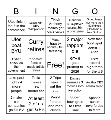 Medium bingo Sheet Bingo Card