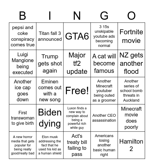 2025 bingo card Bingo Card