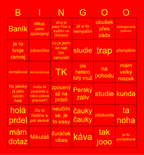 Proč je Florin kunda Bingo Card