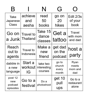 2025 Bingo !!! Bingo Card