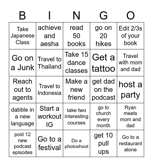 2025 Bingo !!! Bingo Card